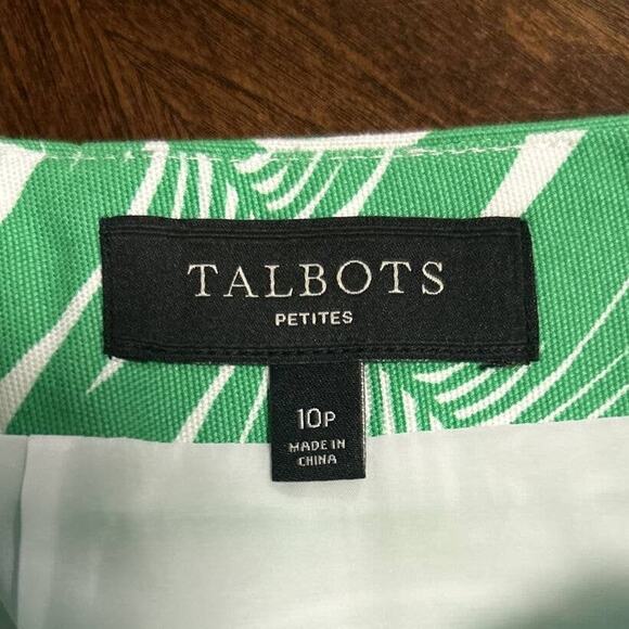 Talbots Pencil Skirt Women 10p Green Tropical Hawaii Cotton Stretch Cruise Beach - Picture 5 of 10